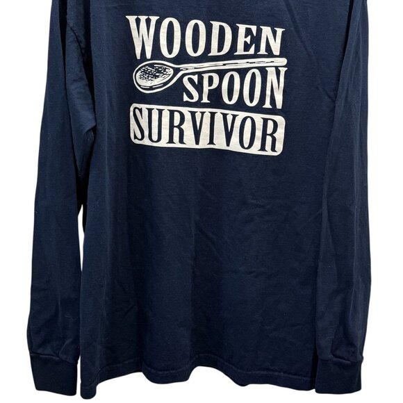 Wooden Spoon Survivor Navy Blue Long Sleeve Shirt XL 100% Cotton Mens - Picture 3 of 6